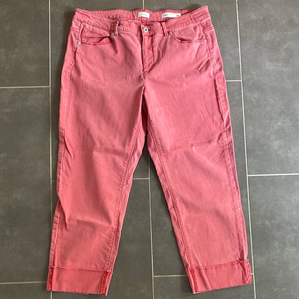 J. Jill Denim women’s Dusty rose pink authentic fit cropped stretch capri jeans